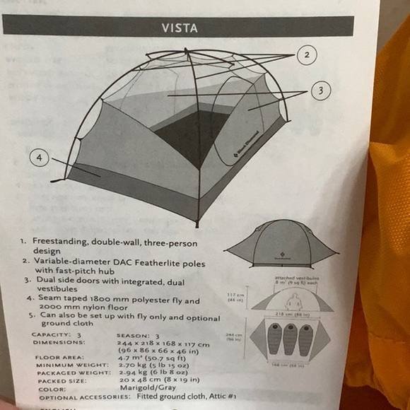 Black Diamond VISTA TENT - Picture 2 of 12